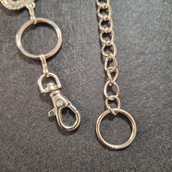 Vintage-Inspired Silver Waist Chain Belt Geometric Circles & Rectangles, 54" - Picture 4 of 6